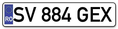 Placuta inmatriculare numar auto  SV-884-GEX, SV 884 GEX, SV884GEX