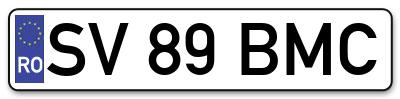 Placuta inmatriculare numar auto  SV-89-BMC, SV 89 BMC, SV89BMC