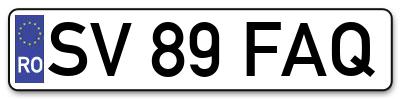Placuta inmatriculare numar auto  SV-89-FAQ, SV 89 FAQ, SV89FAQ