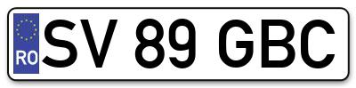 Placuta inmatriculare numar auto  SV-89-GBC, SV 89 GBC, SV89GBC