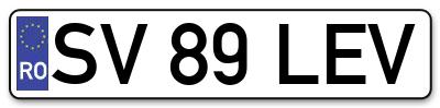 Placuta inmatriculare numar auto  SV-89-LEV, SV 89 LEV, SV89LEV
