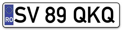 Placuta inmatriculare numar auto  SV-89-QKQ, SV 89 QKQ, SV89QKQ