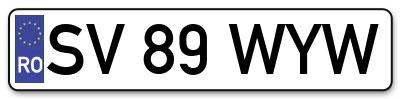 Placuta inmatriculare numar auto  SV-89-WYW, SV 89 WYW, SV89WYW