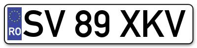 Placuta inmatriculare numar auto  SV-89-XKV, SV 89 XKV, SV89XKV