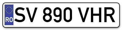 Placuta inmatriculare numar auto  SV-890-VHR, SV 890 VHR, SV890VHR