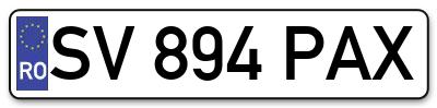 Placuta inmatriculare numar auto  SV-894-PAX, SV 894 PAX, SV894PAX