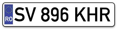 Placuta inmatriculare numar auto  SV-896-KHR, SV 896 KHR, SV896KHR