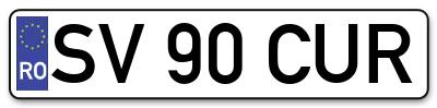 Placuta inmatriculare numar auto  SV-90-CUR, SV 90 CUR, SV90CUR