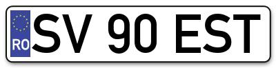 Placuta inmatriculare numar auto  SV-90-EST, SV 90 EST, SV90EST