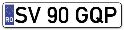 Placuta inmatriculare numar auto  SV-90-GQP, SV 90 GQP, SV90GQP