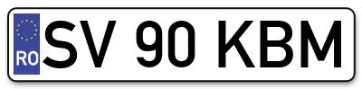 Placuta inmatriculare numar auto  SV-90-KBM, SV 90 KBM, SV90KBM