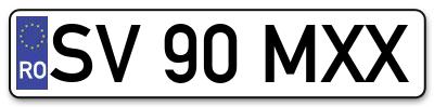 Placuta inmatriculare numar auto  SV-90-MXX, SV 90 MXX, SV90MXX
