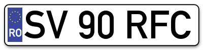 Placuta inmatriculare numar auto  SV-90-RFC, SV 90 RFC, SV90RFC
