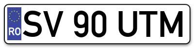 Placuta inmatriculare numar auto  SV-90-UTM, SV 90 UTM, SV90UTM