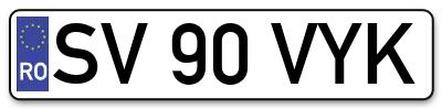 Placuta inmatriculare numar auto  SV-90-VYK, SV 90 VYK, SV90VYK