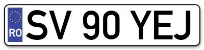 Placuta inmatriculare numar auto  SV-90-YEJ, SV 90 YEJ, SV90YEJ