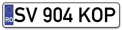 Placuta inmatriculare numar auto  SV-904-KOP, SV 904 KOP, SV904KOP