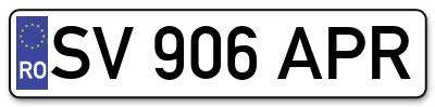 Placuta inmatriculare numar auto  SV-906-APR, SV 906 APR, SV906APR
