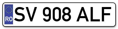 Placuta inmatriculare numar auto  SV-908-ALF, SV 908 ALF, SV908ALF