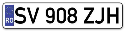 Placuta inmatriculare numar auto  SV-908-ZJH, SV 908 ZJH, SV908ZJH