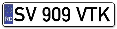 Placuta inmatriculare numar auto  SV-909-VTK, SV 909 VTK, SV909VTK