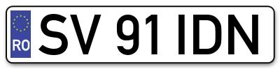 Placuta inmatriculare numar auto  SV-91-IDN, SV 91 IDN, SV91IDN