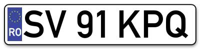 Placuta inmatriculare numar auto  SV-91-KPQ, SV 91 KPQ, SV91KPQ