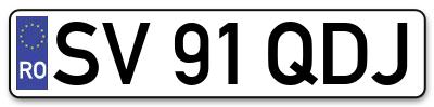 Placuta inmatriculare numar auto  SV-91-QDJ, SV 91 QDJ, SV91QDJ