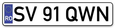 Placuta inmatriculare numar auto  SV-91-QWN, SV 91 QWN, SV91QWN