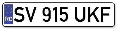 Placuta inmatriculare numar auto  SV-915-UKF, SV 915 UKF, SV915UKF