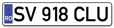 Placuta inmatriculare numar auto  SV-918-CLU, SV 918 CLU, SV918CLU