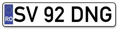Placuta inmatriculare numar auto  SV-92-DNG, SV 92 DNG, SV92DNG