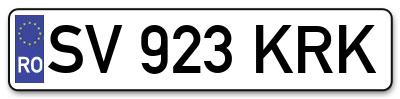 Placuta inmatriculare numar auto  SV-923-KRK, SV 923 KRK, SV923KRK