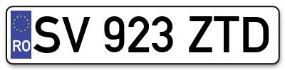 Placuta inmatriculare numar auto  SV-923-ZTD, SV 923 ZTD, SV923ZTD