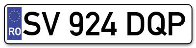 Placuta inmatriculare numar auto  SV-924-DQP, SV 924 DQP, SV924DQP