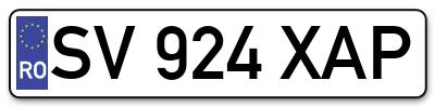 Placuta inmatriculare numar auto  SV-924-XAP, SV 924 XAP, SV924XAP