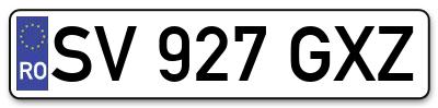 Placuta inmatriculare numar auto  SV-927-GXZ, SV 927 GXZ, SV927GXZ