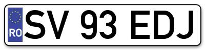 Placuta inmatriculare numar auto  SV-93-EDJ, SV 93 EDJ, SV93EDJ