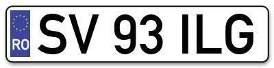 Placuta inmatriculare numar auto  SV-93-ILG, SV 93 ILG, SV93ILG