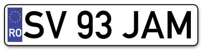 Placuta inmatriculare numar auto  SV-93-JAM, SV 93 JAM, SV93JAM