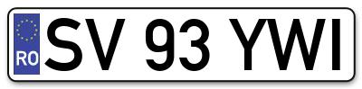 Placuta inmatriculare numar auto  SV-93-YWI, SV 93 YWI, SV93YWI