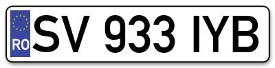 Placuta inmatriculare numar auto  SV-933-IYB, SV 933 IYB, SV933IYB
