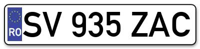 Placuta inmatriculare numar auto  SV-935-ZAC, SV 935 ZAC, SV935ZAC