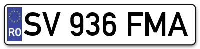 Placuta inmatriculare numar auto  SV-936-FMA, SV 936 FMA, SV936FMA