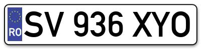 Placuta inmatriculare numar auto  SV-936-XYO, SV 936 XYO, SV936XYO