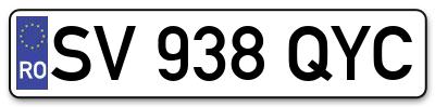 Placuta inmatriculare numar auto  SV-938-QYC, SV 938 QYC, SV938QYC