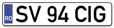 Placuta inmatriculare numar auto  SV-94-CIG, SV 94 CIG, SV94CIG