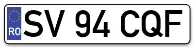 Placuta inmatriculare numar auto  SV-94-CQF, SV 94 CQF, SV94CQF