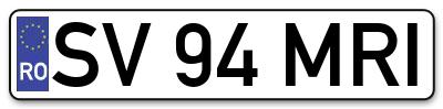 Placuta inmatriculare numar auto  SV-94-MRI, SV 94 MRI, SV94MRI