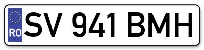 Placuta inmatriculare numar auto  SV-941-BMH, SV 941 BMH, SV941BMH